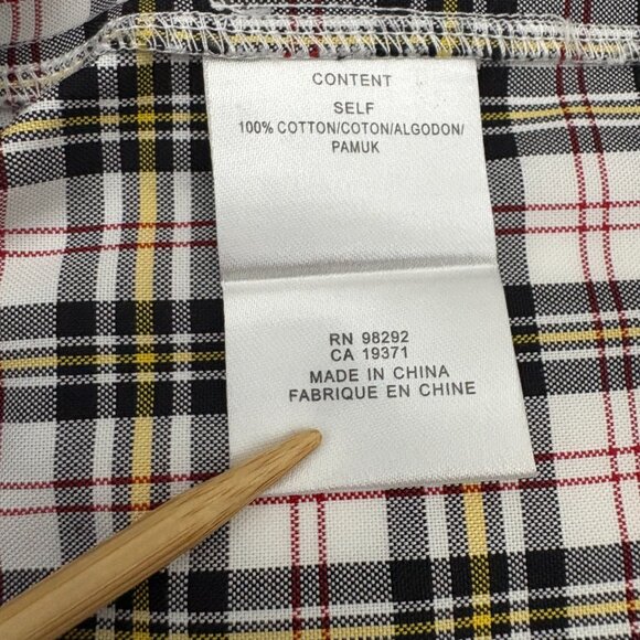 TIBI Kingston Plaid Neck Tie Button Up Shirt Size S Back Zip Long Sleeve Cotton - Picture 12 of 13